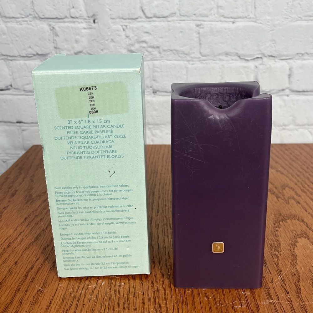 PARTYLITE ZEN 3” X 6" SQUARE PILLAR CANDLE K06673 EXOTIC PURPLE RETIRED RARE
